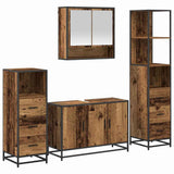 Bathroom Furniture Set with Door 4 pcs Old Wood Engineered Wood 3402339