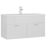Sink Cabinet with Built-in Basin High Gloss White Engineered Wood 3071294