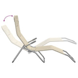 Folding Sun Loungers 2 pcs Cream Textilene&Powder-coated Steel 360173