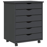 Rolling Cabinet with Drawers MOSS Grey Solid Wood Pine 355893
