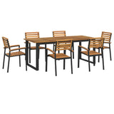 7 Piece Garden Dining Set Solid Wood Acacia and Metal 3155404