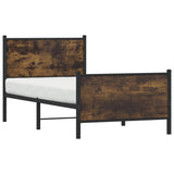 Metal Bed Frame without Mattress Smoked Oak 90x190 cm Single 4007677