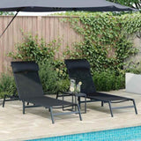 Sunloungers 2-person 3 pcs Black and Anthracite Steel 42010349