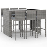 7 Piece Garden Bar Set with Cushions Grey Poly Rattan 3203948
