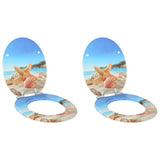 Soft-Close Toilet Seat 2 pcs Sea Muschel 44 x 38 cm MDF board 3414533