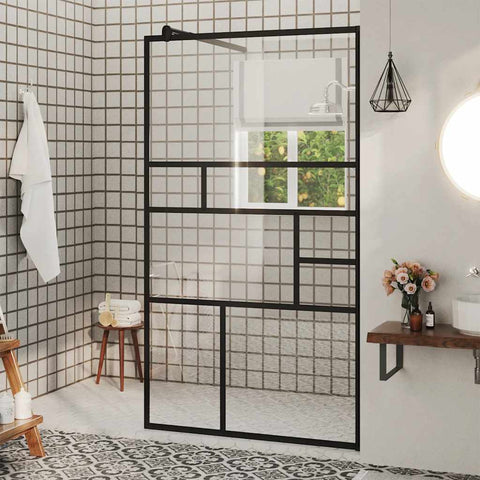 Walk-in Shower Wall with Clear ESG Glass 90x195 cm Black 150753