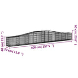 Arched Gabion Baskets 9 pcs 400x30x40/60 cm Galvanised Iron 3145794