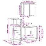 ZNTS 3 Piece Bathroom Furniture Set Smoked Oak Engineered Wood 3301007