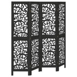Room Divider 4 Panels Black Solid Wood Paulownia 358753
