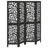Room Divider 4 Panels Black Solid Wood Paulownia 358753