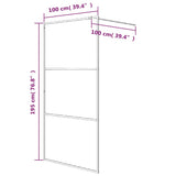 Walk-in Shower Wall Black 100x195 cm Half Frosted ESG Glass 152107