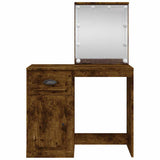 Dressing Table with LED Lights Smoked Oak 90x42x132.5 cm 834975