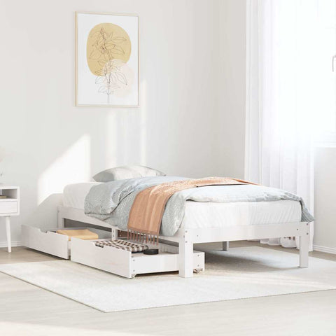 ZNTS Bed Frame with Drawers without Mattress White 100x200 cm 3301945