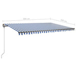 Freestanding Manual Retractable Awning 500x350 cm Blue/White 3069856