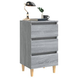 Bed Cabinet with Solid Wood Legs Grey Sonoma 40x35x69 cm 813136