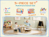 Five-Piece Kids Table and Chairs Set with Storage, for Ages 3-8 Years, White T3398P422126