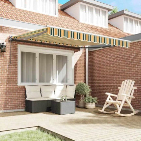 Retractable Awning Manual Green and Yellow 300x250 cm Fabric 3330175