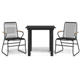 3 Piece Garden Dining Set Black PVC Rattan 3060273