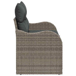 Garden Sofa with Cushion Grey 121 x 62 x 69cm Poly Rattan 42006714