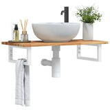 Basin Shelf Wall Mounted Steel and Solid Wood Acacia 3302720