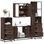 ZNTS 4 Piece Bathroom Furniture Set Brown Oak Engineered Wood 3301254