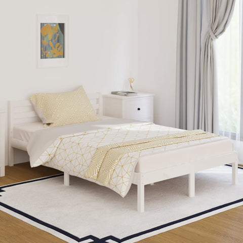 Bed Frame without Mattress Solid Wood Pine 120x200cm White 810426
