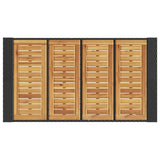 Garden Bar Table with Acacia Wood Top Black 145x80x110 cm Poly Rattan 368698