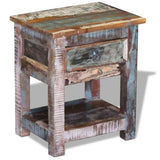 Side Table with 1 Drawer Solid Reclaimed Wood 43x33x51 cm 243456