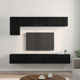 TV Cabinet Set Wall-mounted 5 pcs Black Oak Engineered Wood 3393385