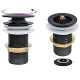 Bathroom Sink with Tap and Push Drain Black Tempered Glass 3098450