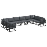 Garden Sofa Set with Cushion Black Aluminium 3378906