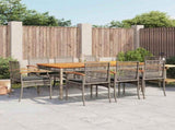 9 Piece Garden Dining Set with Cushions Grey Poly Rattan 3213574