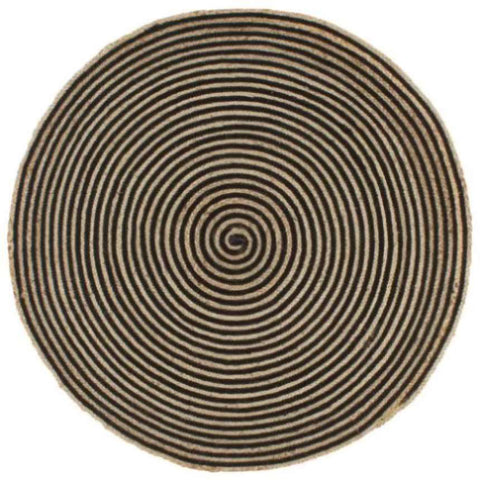 Handmade Rug Jute with Spiral Design Black 150 cm 133721