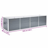 Garden Raised Bed Galvanised Steel 320x80x77 cm Grey 44844