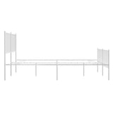 Metal Bed Frame without Mattress with Footboard White 140x190cm 350949