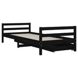 Kids Bed Frame with Drawers Black 90x200 cm Solid Wood Pine 834440