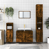 Bathroom Cabinet Smoked Oak 80x33x60 cm Engineered Wood 831649