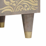 Sideboard Grey and Gold 60 x 33 x 75 cm Solid Mango Wood 4018797