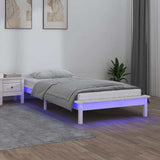 LED Bed Frame without Mattress White 90x190 cm Single Single Solid Wood 820637