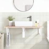 Basin Shelf Wall Mounted Steel and Solid Wood Beech 3302434