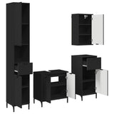 Bathroom Furniture Set with Drawer Black Engineered wood, Metal 3393114