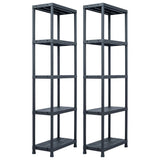 Storage Shelf Racks 2 pcs Black 125 kg 60x30x180 cm Plastic 276257
