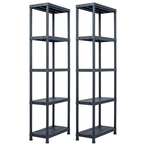 Storage Shelf Racks 2 pcs Black 125 kg 60x30x180 cm Plastic 276257