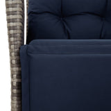3 Piece Garden Dining Set with Cushions Grey Poly Rattan 3213476