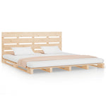 ZNTS Bed Frame without Mattress 200x200 cm Solid Wood Pine 3120152