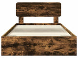 Bed Frame with Headboard Smoked Oak 90 x 190 cm Engineered Wood 3412431
