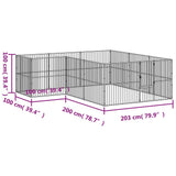 Dog Playpen 12 Panels Black Galvanised Steel 3209558