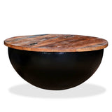 ZNTS Coffee Table Solid Reclaimed Wood Black Bowl Shape 245259