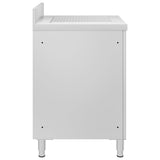 Commercial Kitchen Cabinet with Drainboard Stainless Steel 147228