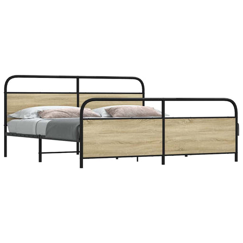 Metal Bed Frame without Mattress Sonoma Oak 193x203 cm 3318654